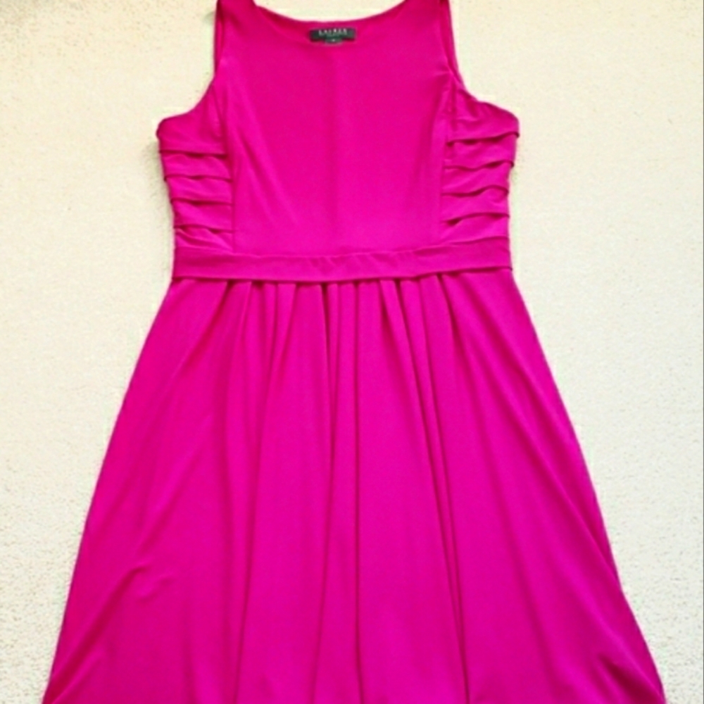 Lauren by Ralph Lauren Jersey Dress in Fuchsia. Size 10.